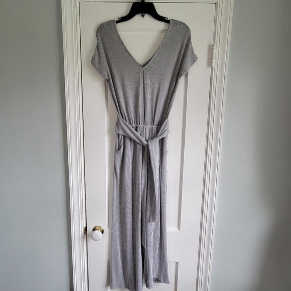 Cotton black and white striped ankle length romper - Picture 3 of 3